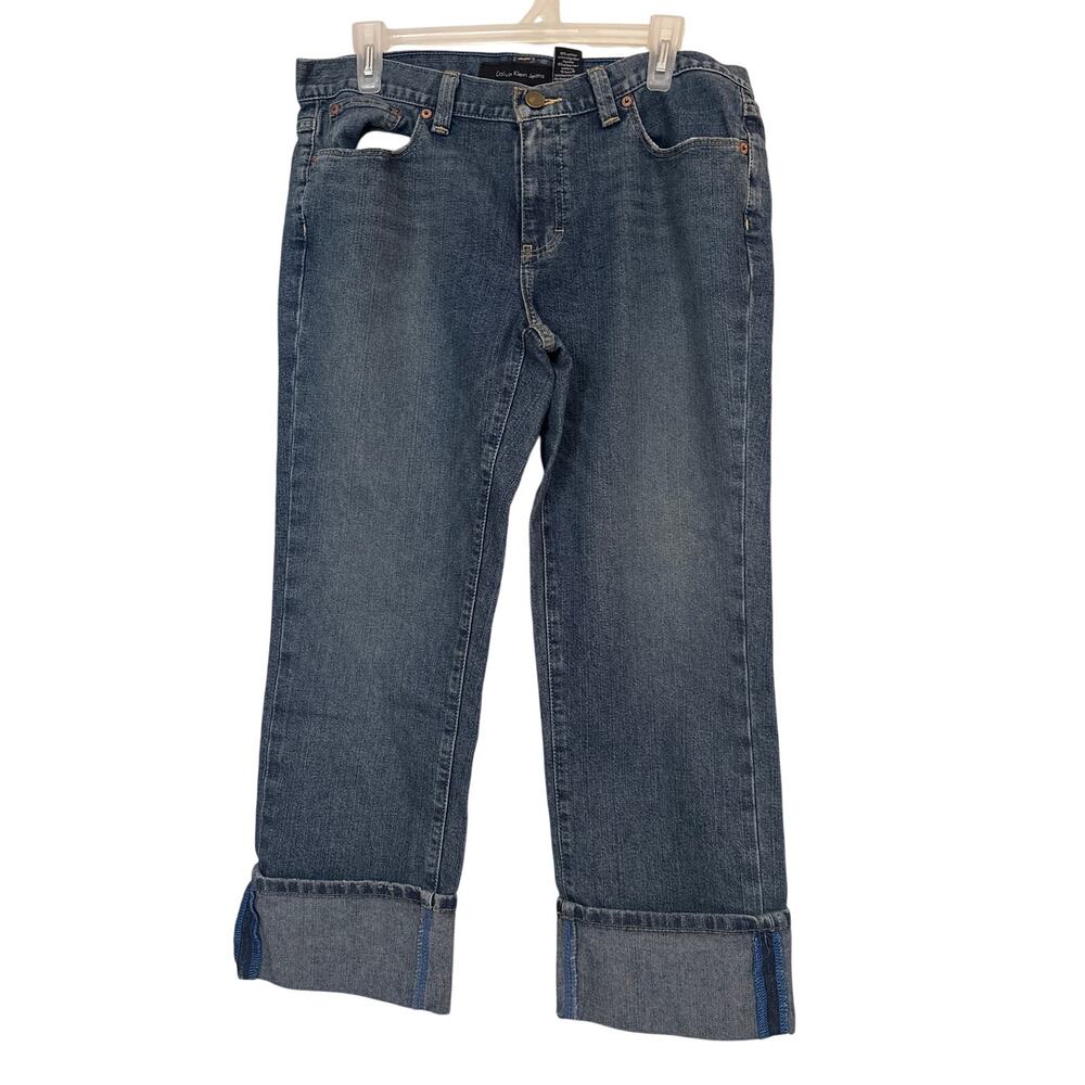 Calvin Klein Women's Jeans Wide Leg Cuffed Blue Size 12